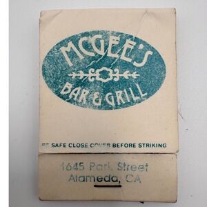 Vintage McGees Bar Grill Alameda California Matchbook Advertising‎ Ephemera